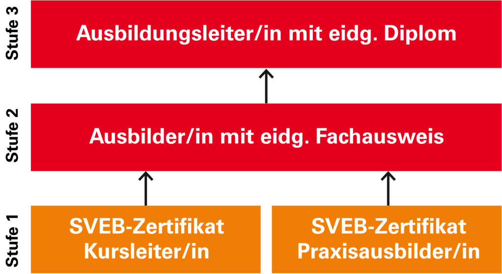 Dreistufiges Ausbildungssystem für Bildungsfachleute.